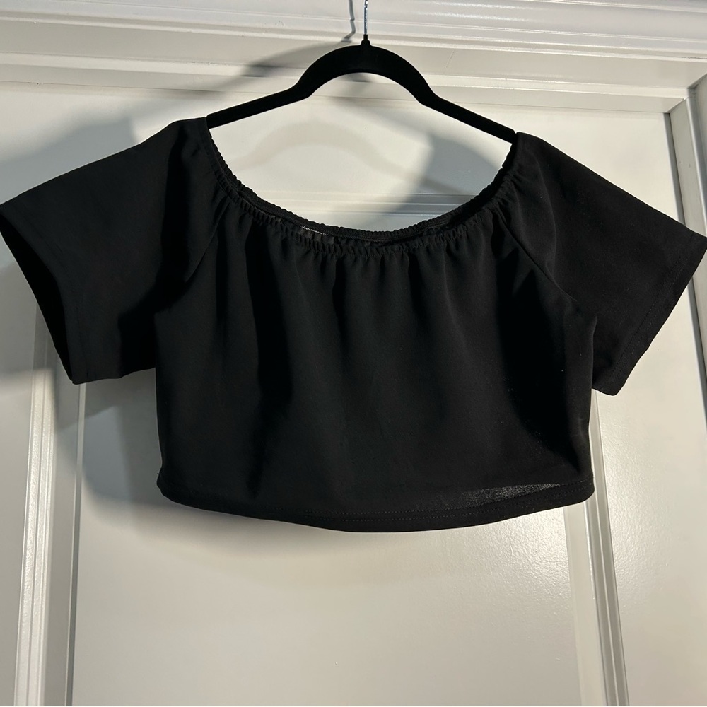 Women's Crop Top-Black-Size Large